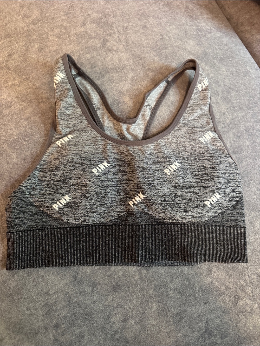 PINK Victoria's Secret Heather Grey Seamless Logo Sports Bra